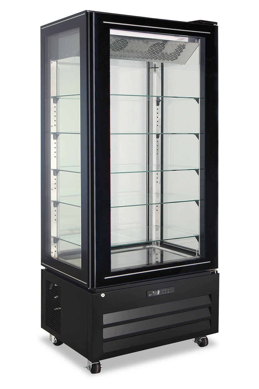 FOUR-SIDED GLASS PASTRY DISPLAY CABINET - VICTORIA 85 NFP BLACK