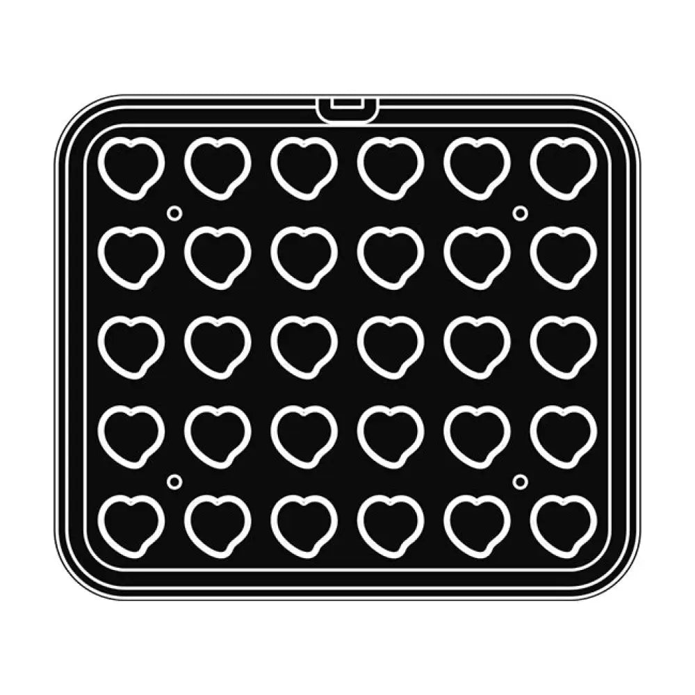 30 IMPRONTE CUORE 40X38/37X35 H 17 MM - PIASTRA PER COOKMATIC 380X330 MM - PIASTRA60 - PAVONI ITALIA - TEGLIE E STAMPI