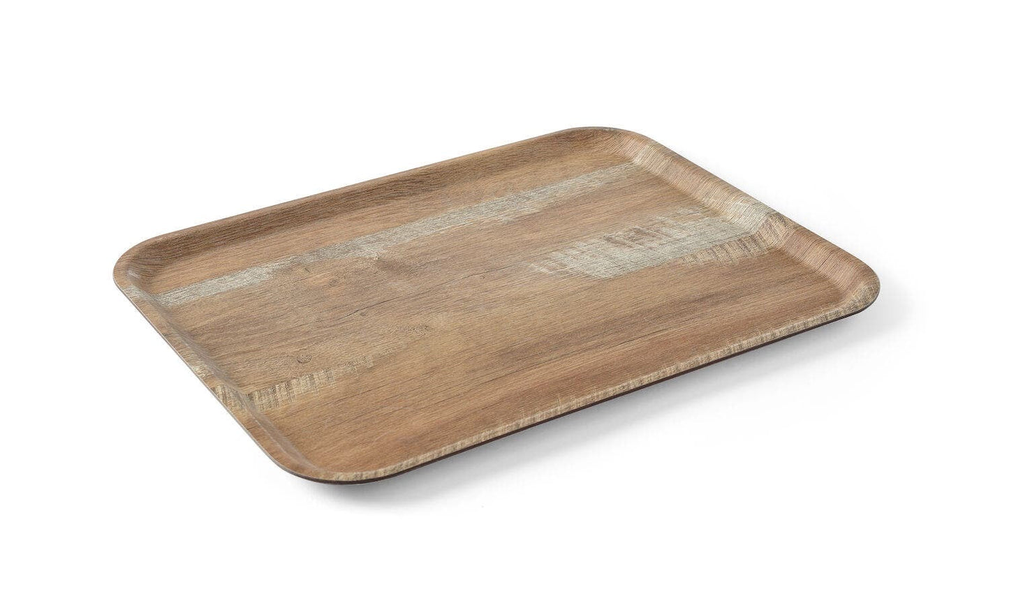 VASSOIO DA SERVIZIO IN MELAMINA CON STAMPA TIPO LEGNO, AMERBOX, LEGNA, 370X530MM