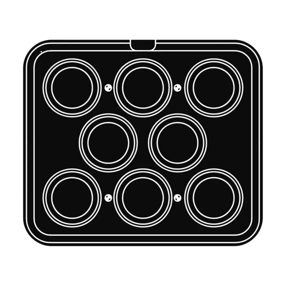 8 IMPRONTE TONDE FESTONATE Ø 90/62 H 25 MM - PIASTRA PER COOKMATIC 380X330 MM - PIASTRA-F - PAVONI ITALIA - TEGLIE