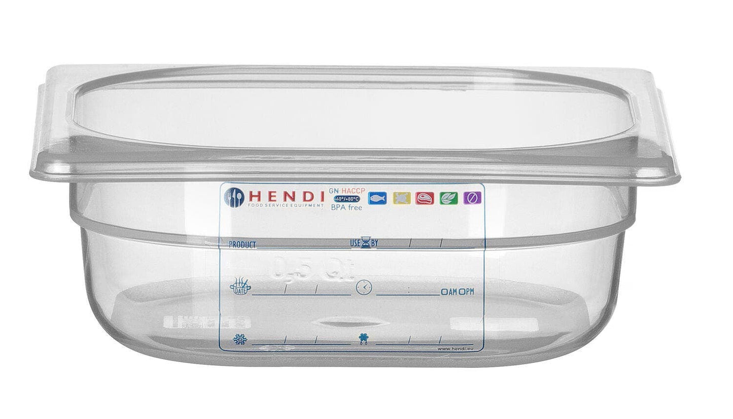 CONTENITORE GASTRONORM 1/6, GN 1/6, 1L, TRASPARENTE, 176X162X(H)65MM