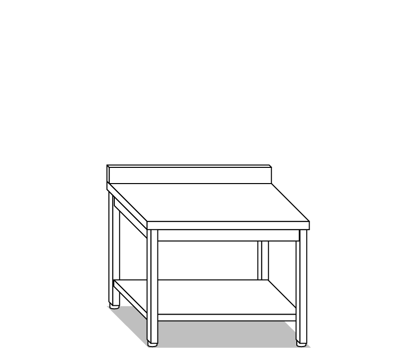 TABLE WITH UPSTAND AND SHELF