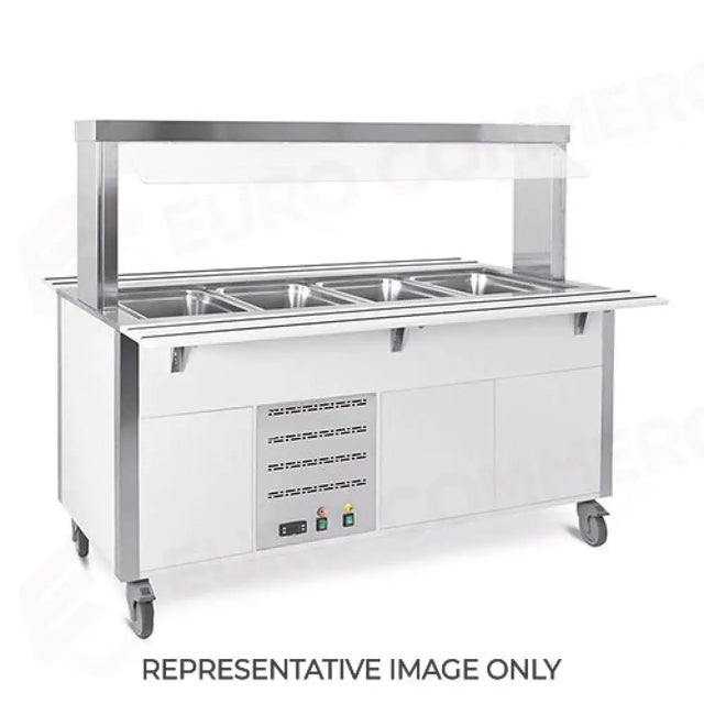 BUFFET CALDO CON PARAFIATO FISSO, ARMADIATO, ILLUMINAZIONE A LED, 4XGN 1/1, TINTO WENGÉ - 6910CPB.4-W - METALCARRELLI