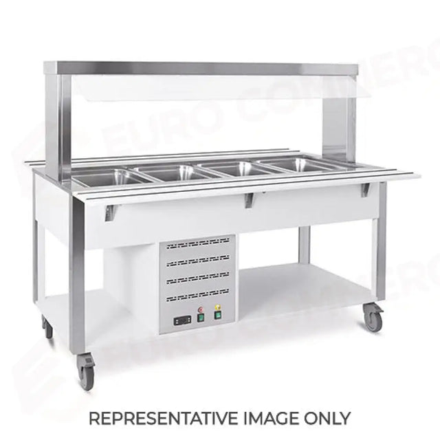 BUFFET CALDO CON PARAFIATO FISSO, ILLUMINAZIONE A LED, 4XGN 1/1, NERO - 6910.4-N - METALCARRELLI