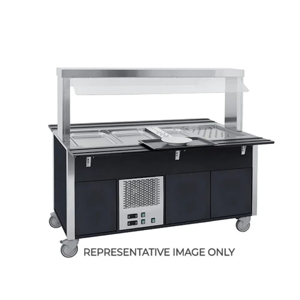 BUFFET MISTO GN 4/1 2 CALDI-2 FREDDI PARAFIATO FISSO ARMADIATO ILLUMINAZIONE A LED LACCATO RAL - 6920CPB.4F2-RAL