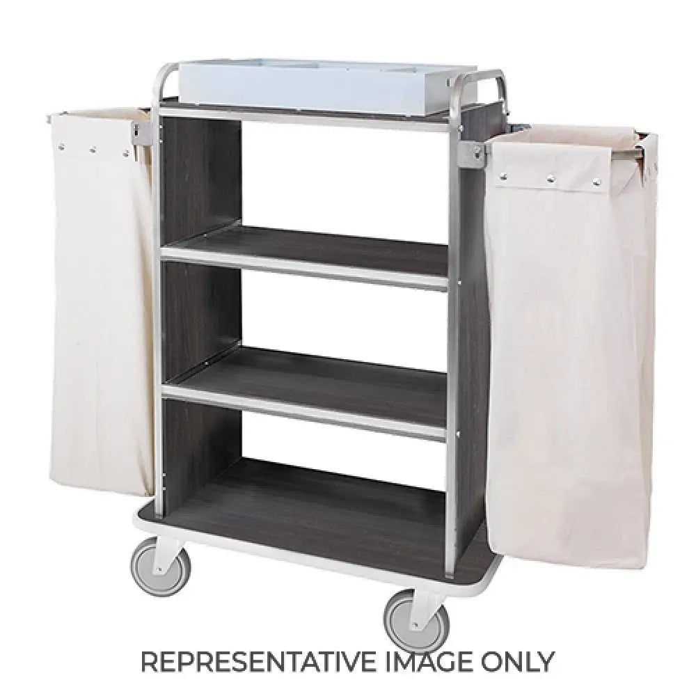 CARRELLO PORTABIANCHERIA 4 PIANI CM 70X45 PANNELLI LATERALI ROVERE TABACCO 2 RUOTE FRENATE - 4471-F - METALCARRELLI