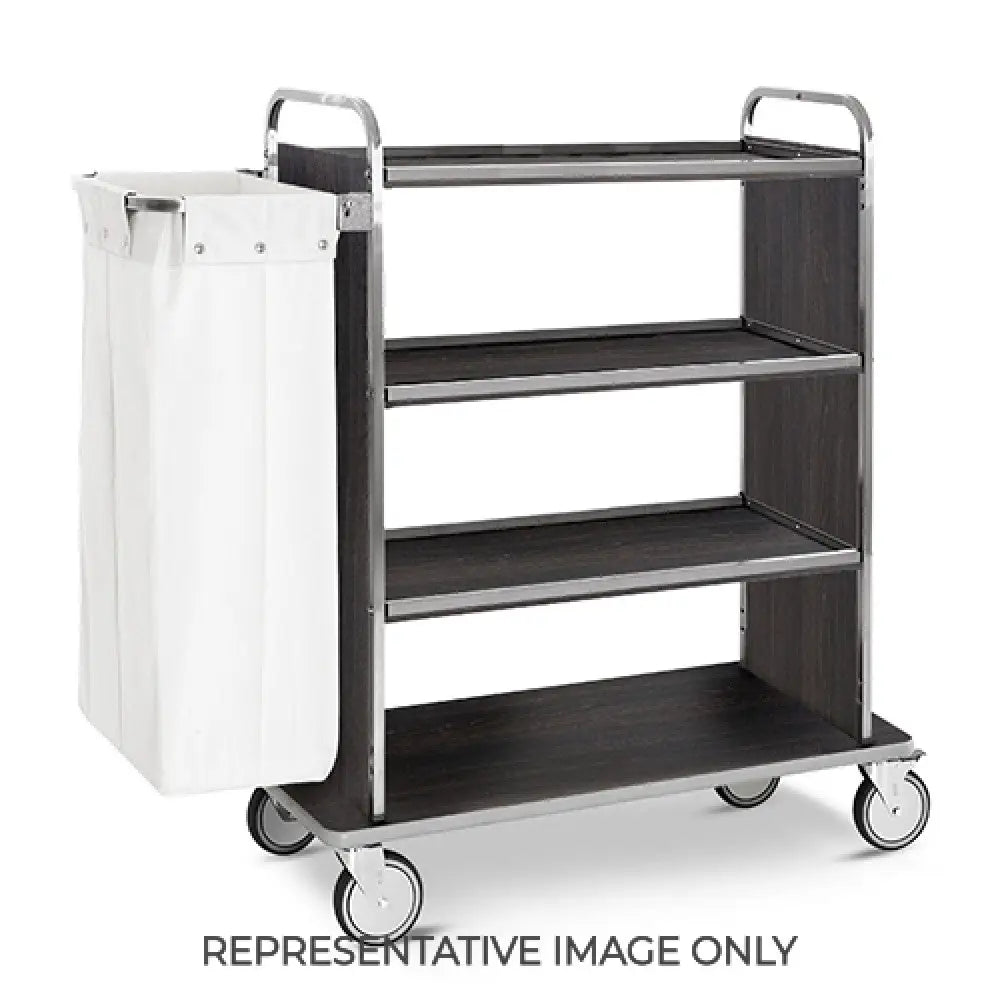 CARRELLO PORTABIANCHERIA 4 PIANI CM 90X45 PANNELLI LATERALI ROVERE RUOTE ELASTICHE,2 FRENATE - 4491-E - METALCARRELLI