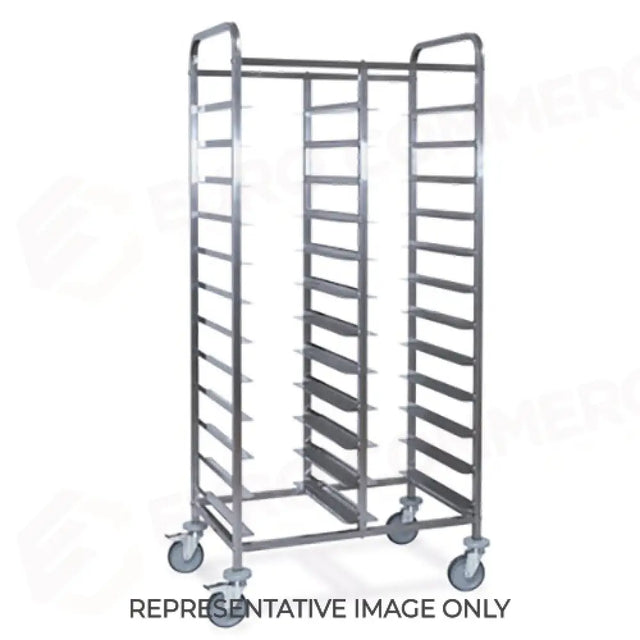 CARRELLO PORTAVASSOI, PORTATA 24 VASSOI EN, 2 RUOTE FRENATE - 1495-EN - METALCARRELLI