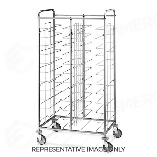 CARRELLO PORTAVASSOI UNIVERSALE, PORTATA 24 VASSOI, RUOTE ELASTICHE, FRENATE - 1477U-E - METALCARRELLI