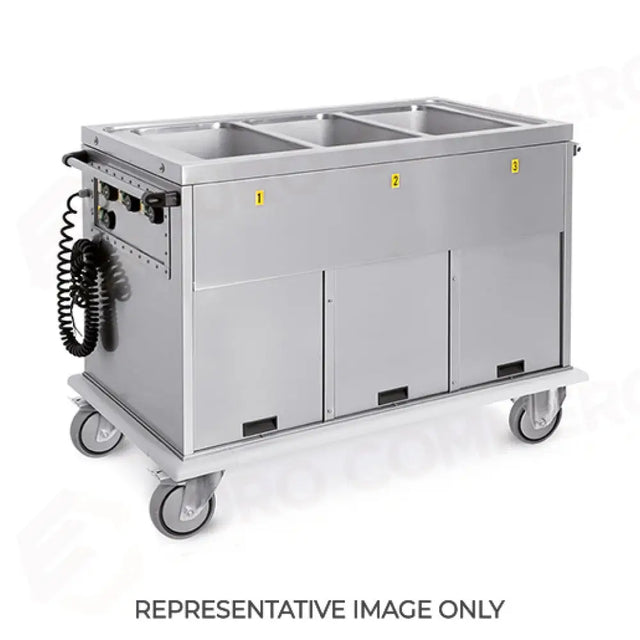 CARRELLO TERMICO, 3XGN 1/1, VASCHE SEPARATE, 3 VANI NEUTRI, RUOTE ELASTICHE - 7375A0-E - METALCARRELLI