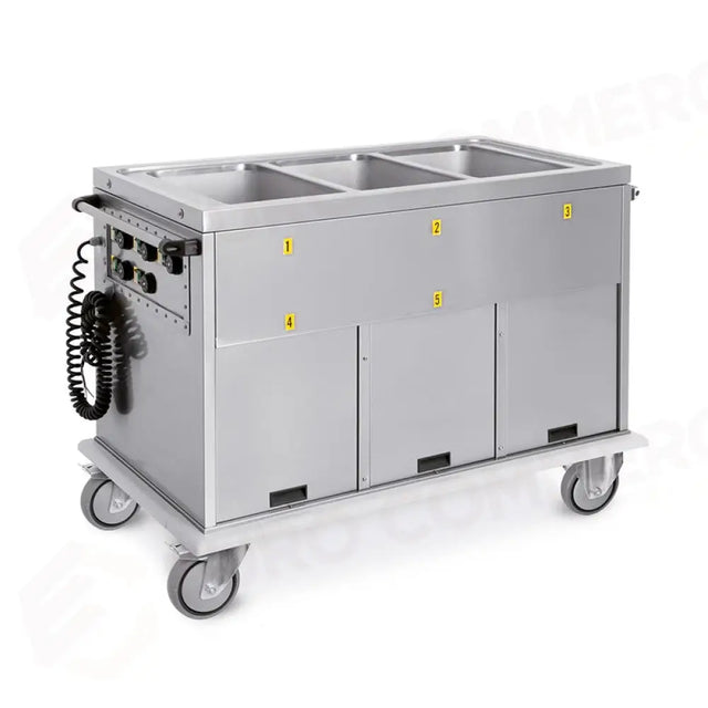 CARRELLO TERMICO, 3XGN 1/1, VASCHE SEPARATE, VANI 1 NEUTRO + 2 CALDI - 7375A2 - METALCARRELLI
