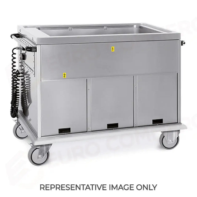 CARRELLO TERMICO, GN 4/1, VASCA UNICA, VANI 1 NEUTRO + 2 FREDDI, RUOTE ELASTICHE - 7368A0F2-E - METALCARRELLI