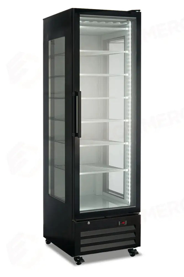 CONGELATORI VERTICALI PORTA VETRO, PORTA BATTENTE, STATICO CON AGITATORE - -23 °C / -18 °C - FR 410 ST BLK - KLIMAITALIA