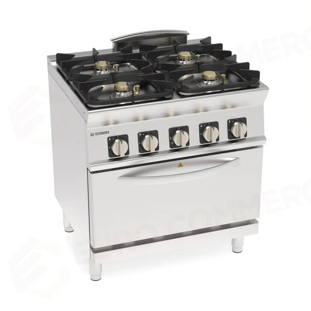 Cuisinière à gaz 4 heures, four électrique chauffant, GN 1/1 - 713209 - TECNOINOX