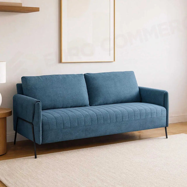 Canapé 3 places Mary en tissu, bleu turquoise, 195 x 77 x 85 cm - 2811760000 - VACCHETTI
