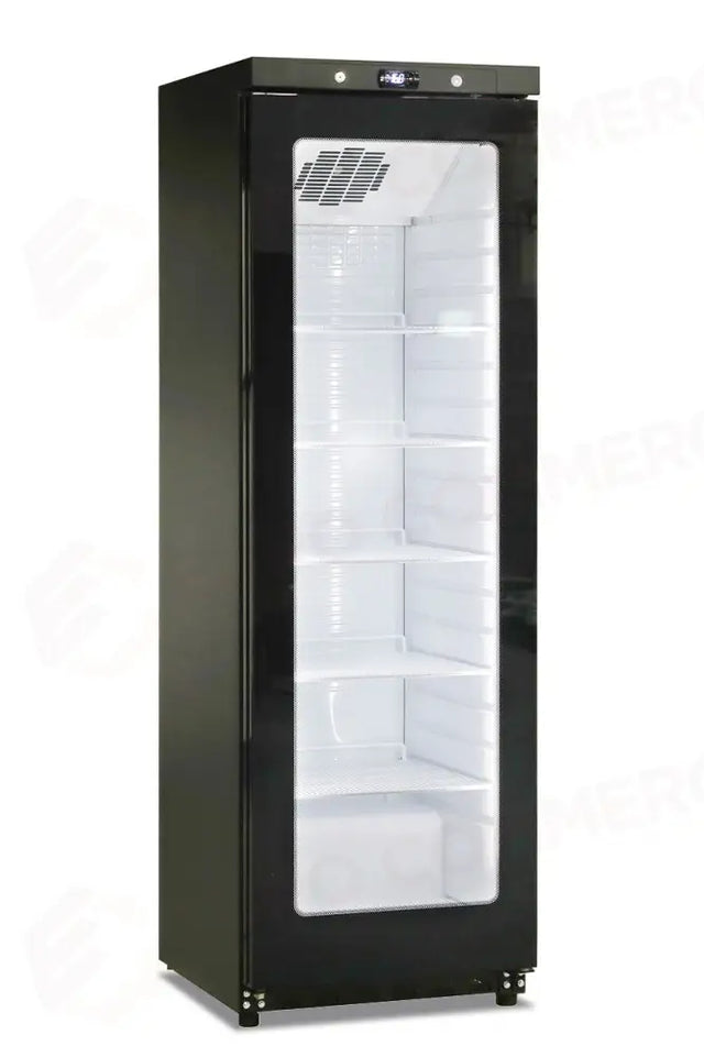 FRIGO VETRINA 1 ANTA, PORTA BATTENTE, STATICO CON AGITATORE, PORTA VETRO - +2 °C / +10 °C - GN 400 G TN BLK - KLIMAITALIA