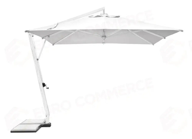 OMBRELLONE IN ALLUMINIO 3,5×3,5 - POLIESTERE BIANCO - EFFETTO LEGNO SBIANCOTO - CONTRACT E5038B - GREENWOOD