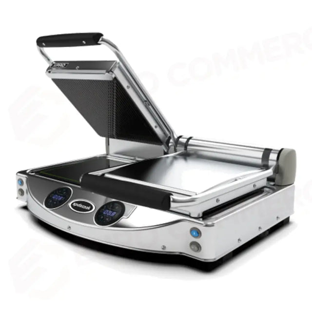 PIASTRA SINGOLA DIGITALE CON PIANO SUPERIORE RIGATO NERO ED INFERIORE LISCIO NERO - SP020XR - SPIDOCOOK