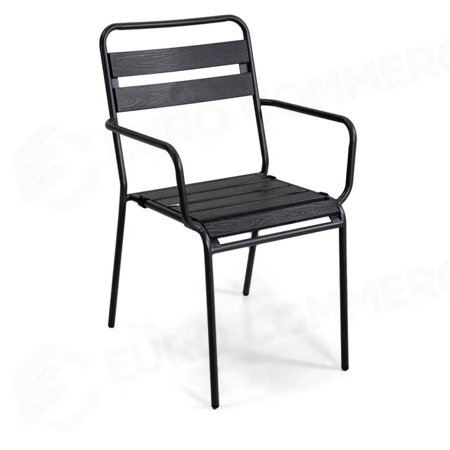 FAUTEUIL LOKI EN MÉTAL ANTHRACITE AVEC PLANCHER EN POLYBOIS CM56X60H45/64/86 - 6466680000 - VACCHETTI