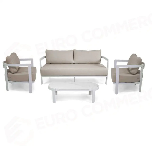 Canapé 2 places ALEDO en aluminium, blanc avec coussins gris clair - 6471170000 - VACCHETTI