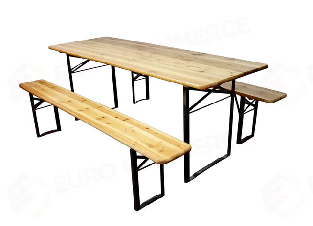 SET BIRRERIA IN LEGNO - TAVOLO E DUE PANCHE SETB3 - GREENWOOD