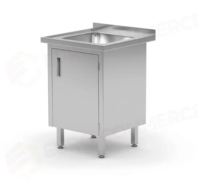 TAVOLO LAVANDINO, SALDATO, CON ARMADIETTO E PORTE INCERNIERATE, HENDI, PROFI LINE, 600X600X(H)850MM - 813522
