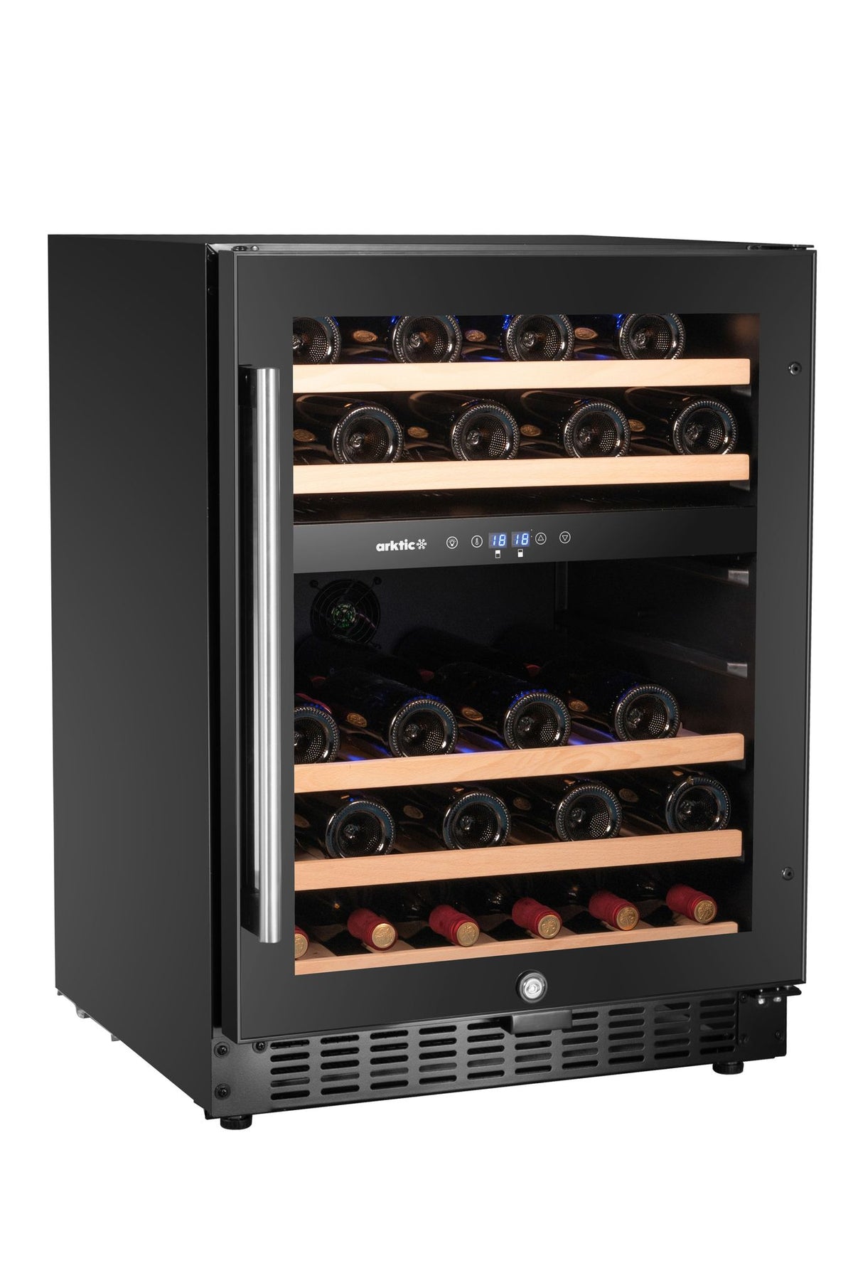 FRIGORIFERO PER VINI, 2 ZONE, 46 BOTTIGLIE, ARKTIC, NERO, 570X595X(H)820MM - 237106
