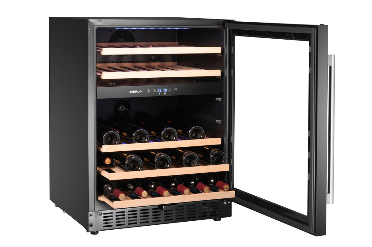 FRIGORIFERO PER VINI, 2 ZONE, 46 BOTTIGLIE, ARKTIC, NERO, 570X595X(H)820MM - 237106