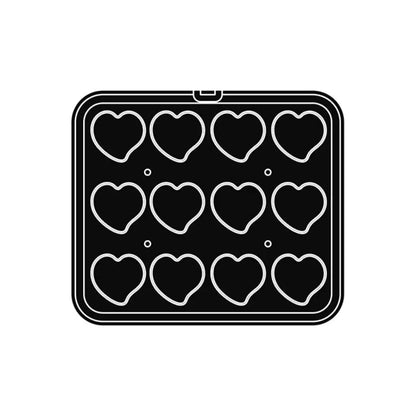 12 IMPRONTE CUORE 76X71/73X68 H 20 MM - PIASTRA PER COOKMATIC 380X330 MM - PIASTRA59 - PAVONI ITALIA - TEGLIE E STAMPI