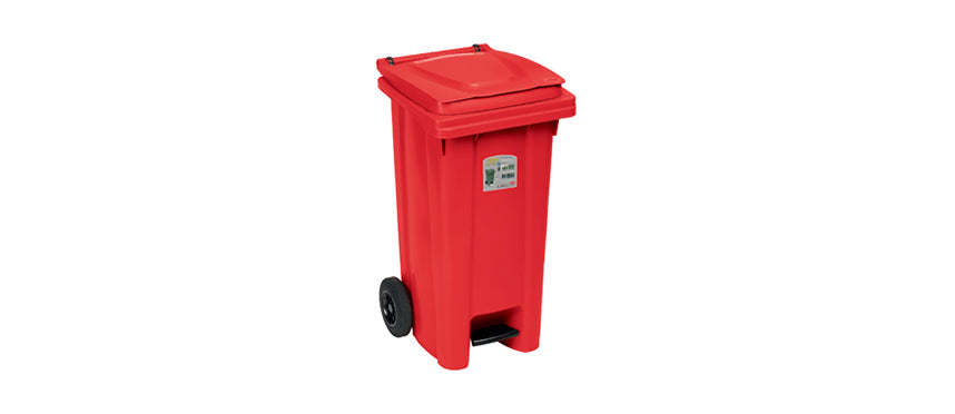 BIDONE CARRELLATO C/P LT.120 ROSSO - 130493 - MORINI