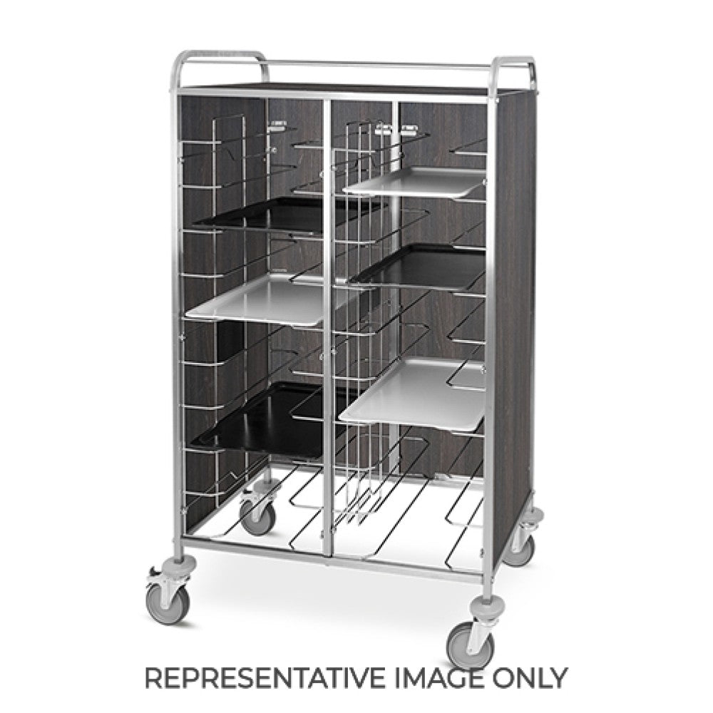 CARRELLO PORTAVASSOI UNIVERSALE, PANNELLI IN LAMIERA ELETTROZINCATA VERNICIATA BIANCA, PORTATA 24 VASSOI - 1478SU - METALCARRELLI