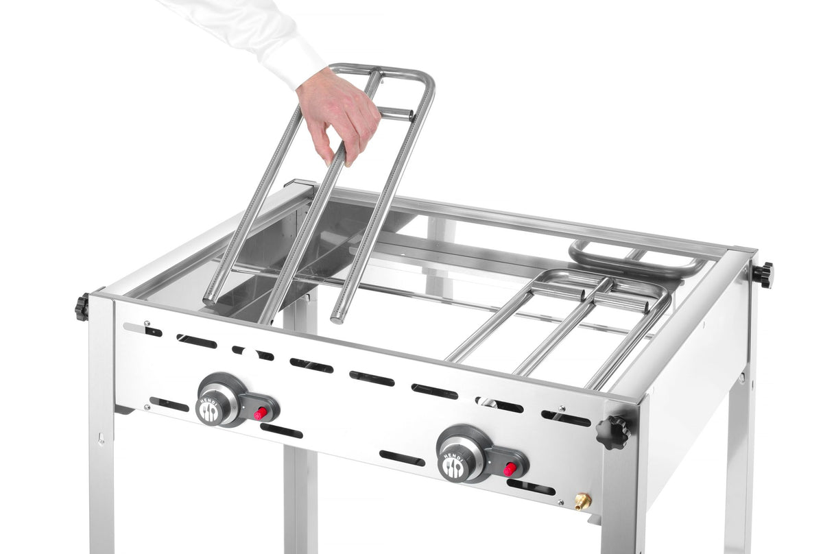 GREEN FIRE BARBECUE CON 2 BRUCIATORI, HENDI, PROFI LINE, 2 GRIGLIE 1/1 IN ACCIAIO, 11,6KW, 740X612X( - 149621