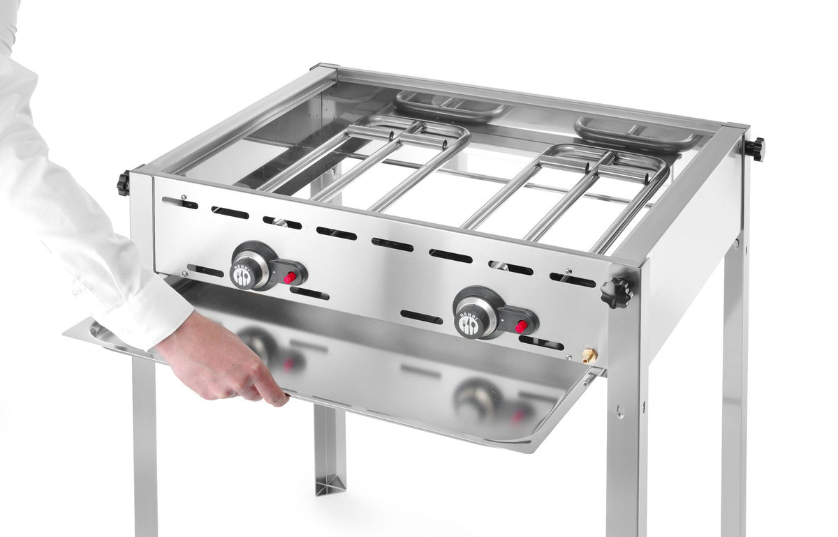 GREEN FIRE BARBECUE CON 2 BRUCIATORI, HENDI, PROFI LINE, 2 GRIGLIE 1/1 IN ACCIAIO, 11,6KW, 740X612X( - 149621