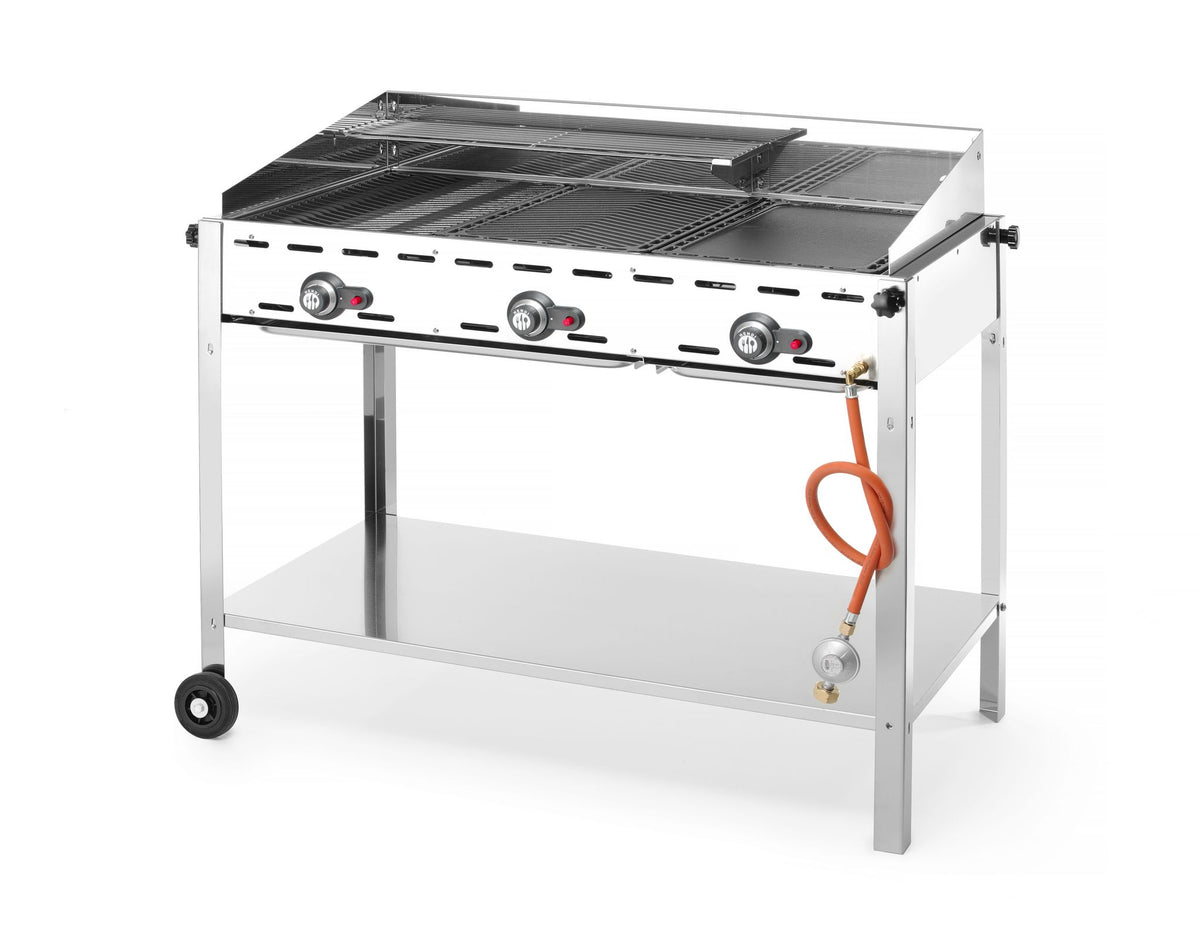 GREEN FIRE BARBECUE CON 3 BRUCIATORI, HENDI, PROFI LINE, 17,4KW, 1078X612X(H)825MM - 149591