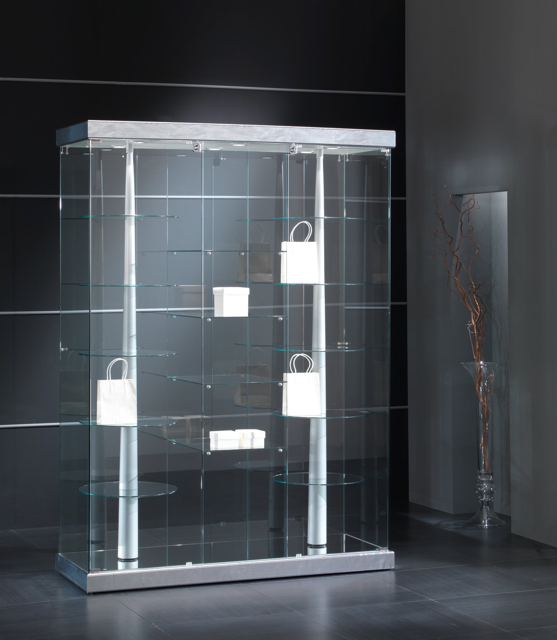 VETRINE GIREVOLI BLACK&WHITE 143X53X200 CM - 14/G - ITALVETRINE