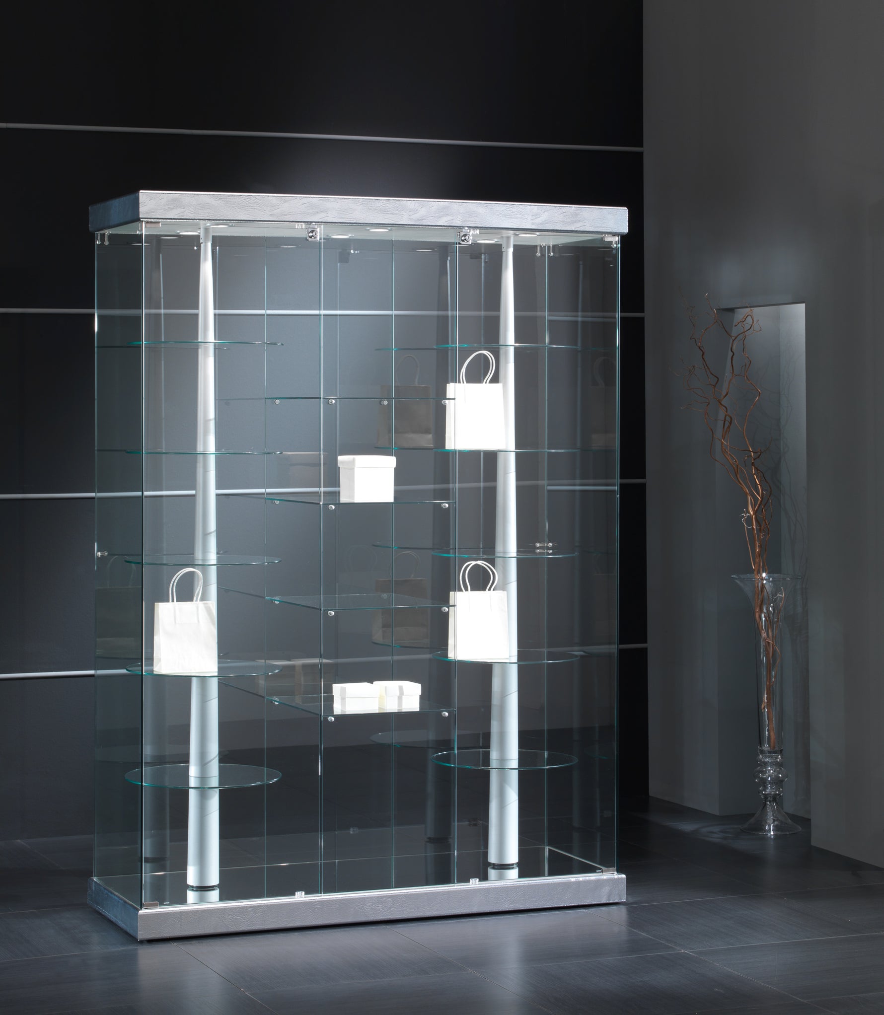 VETRINE GIREVOLI BLACK&WHITE 143X53X200 CM - 14/G - ITALVETRINE