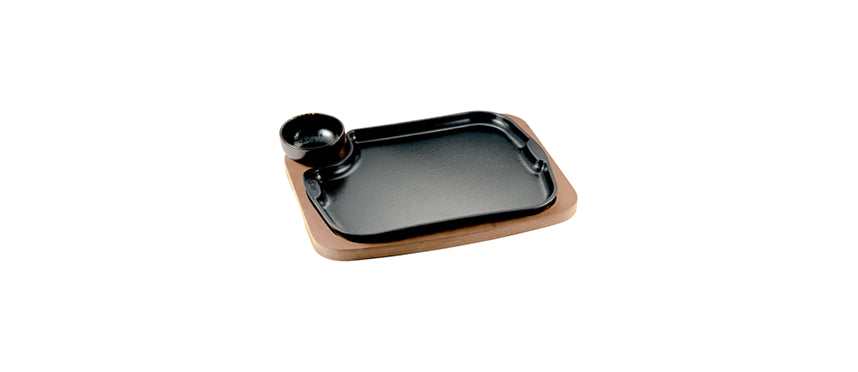 GHISA PIATTO RETTANGOLARE C/VASS.LEGNO 32X24+COPPETTA 8,5 - 201419 - MORINI