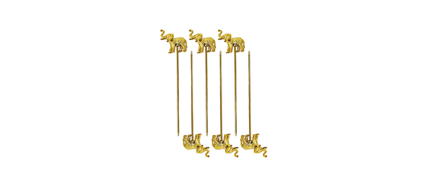 SET 6 PZ SPIEDINO COCKTAIL ELEFANTE ORO INOX - 203731 - MORINI