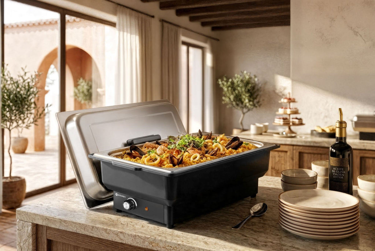 CHAFING DISH TELLANO ELETTRICO, HENDI, KITCHEN LINE, GN 1/1, 9L, 230V/900W, 575X349X(H)278MM - 204825