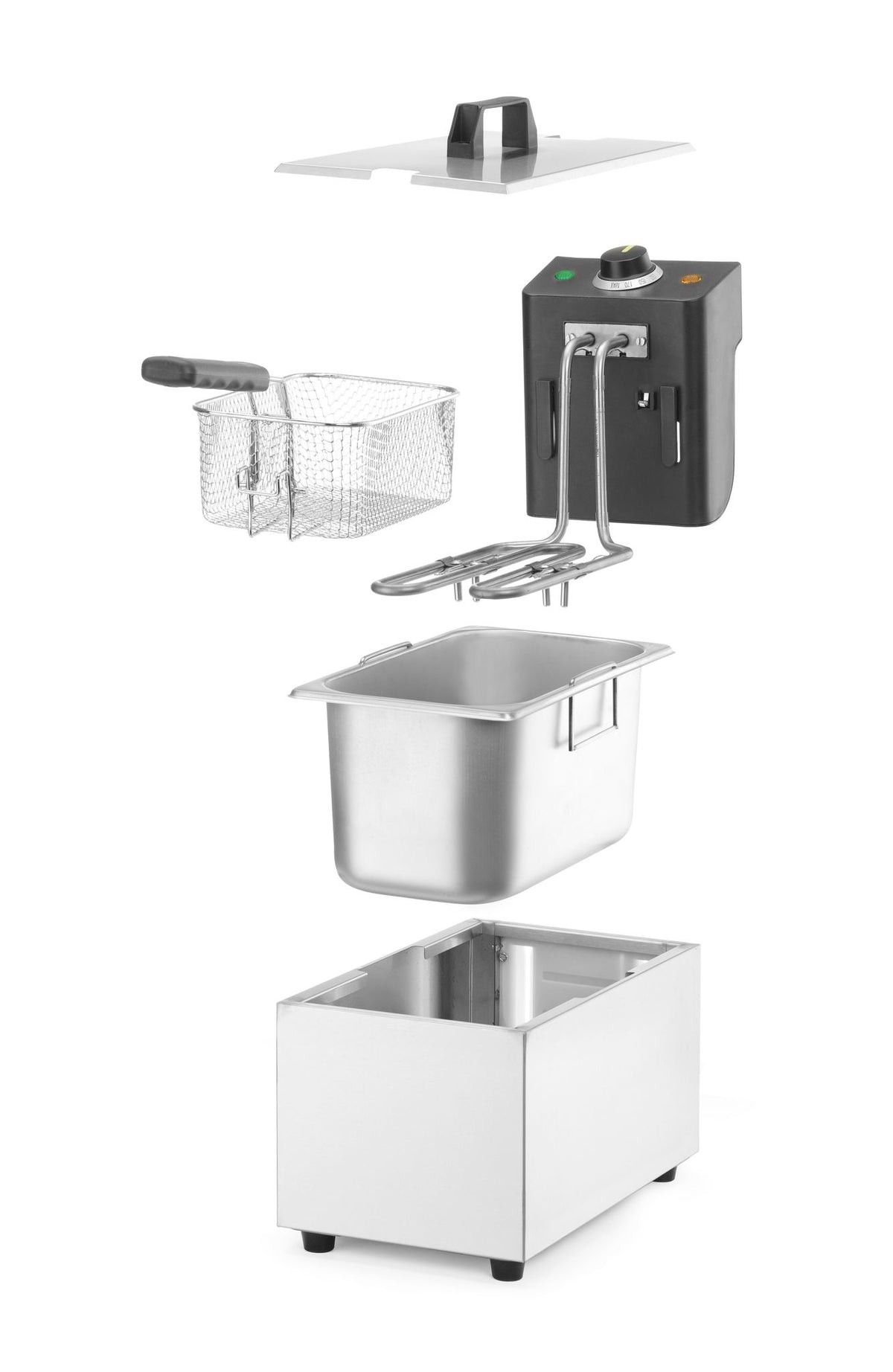 FRIGGITRICE PROFONDA, HENDI, BUDGET LINE, GN 1/3, 4L, ARGENTO, 230V/2800W, 184X404X(H)258MM - 205631