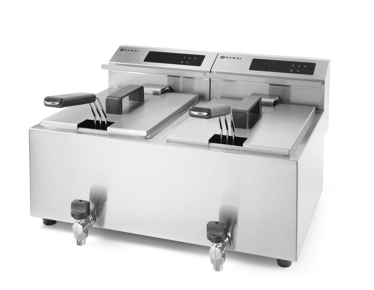 FRIGGITRICE PROFI LINE DIGITALE CON RUBINETTI DI SCARICO - 2 X 8 L, HENDI, PROFI LINE, 16L, 230V/700 - 207376