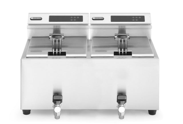 FRIGGITRICE PROFI LINE DIGITALE CON RUBINETTI DI SCARICO - 2 X 8 L, HENDI, PROFI LINE, 16L, 230V/700 - 207376