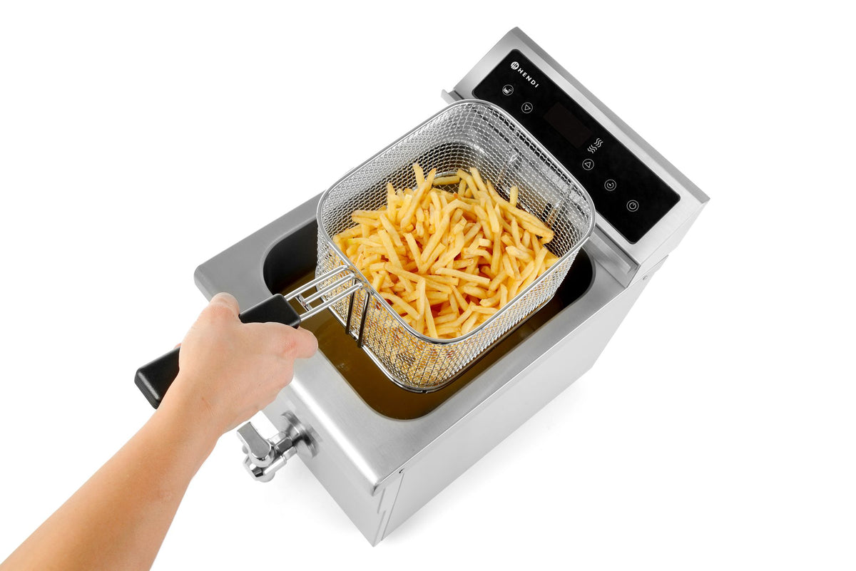 FRIGGITRICE AD INDUZIONE CON RUBINETTO DI SCARICO - 8 L, HENDI, 8L, GRIGIO CHIARO, 230V/3500W, 288X6 - 215012