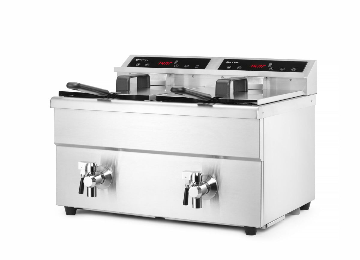 FRIGGITRICE AD INDUZIONE CON RUBINETTI DI SCARICO - 2 X 8 L, HENDI, PROFI LINE, 16L, 230V/7000W, 577 - 215029