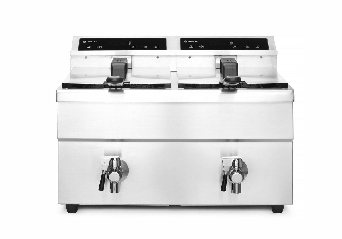 FRIGGITRICE AD INDUZIONE CON RUBINETTI DI SCARICO - 2 X 8 L, HENDI, PROFI LINE, 16L, 230V/7000W, 577 - 215029