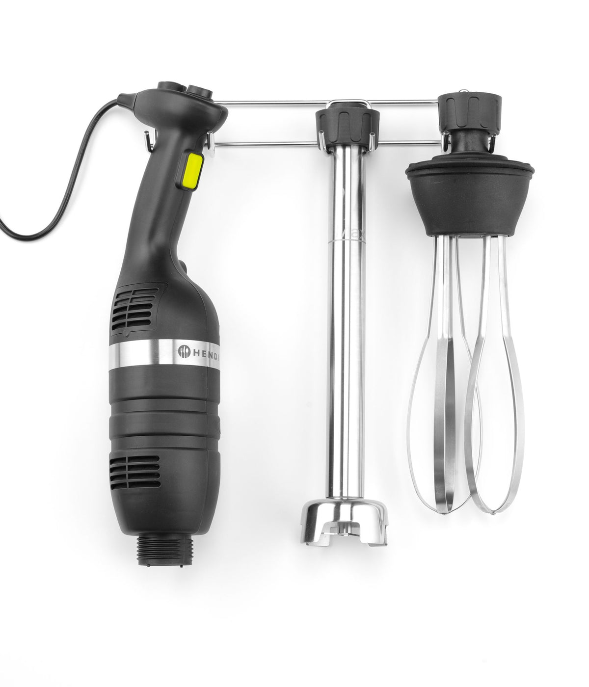 SET: MISCELATORE STICK 350 A VELOCITÀ VARIABILE + FRUSTA + RACK A PARETE, HENDI, KITCHEN LINE, NERO, - 222393
