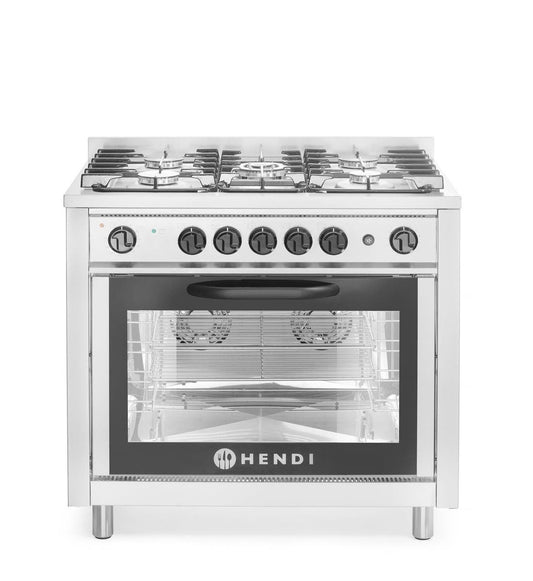CUCINA A GAS - 5 BRUCIATORI CON FORNO ELETTRICO, KITCHEN LINE, ARGENTO, 230V/2900W, 14,3KW, 9