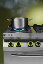 FORNELLO A GAS A 4 FUOCHI CON FORNO A CONVEZIONE GN 1/1, HENDI, KITCHEN LINE, 230V/3000W, 19KW, 800X - 225882