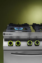 FORNELLO A GAS A 4 FUOCHI CON FORNO A CONVEZIONE GN 1/1, HENDI, KITCHEN LINE, 230V/3000W, 19KW, 800X - 225882