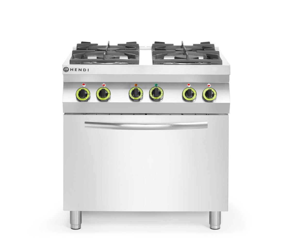 FORNELLO A GAS A 4 FUOCHI CON FORNO A CONVEZIONE GN 1/1, HENDI, KITCHEN LINE, 230V/3000W, 19KW, 800X - 225882